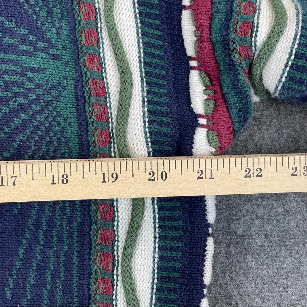 Vtg Cotton Traders 3D Knit Sweater Mens Medium Chunky Cable Coogi Style Cosby